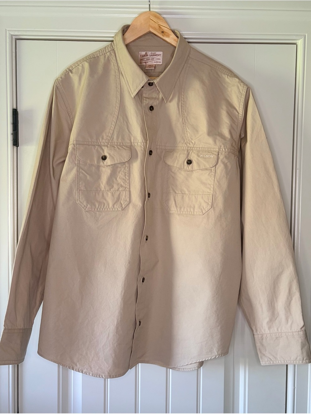 Filson Tan Canvas Utility Shirt Size XL